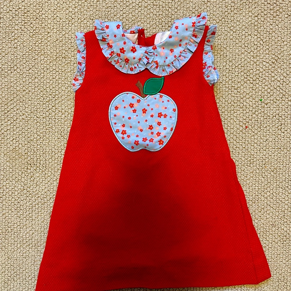 Red Apple Print Girls Dress